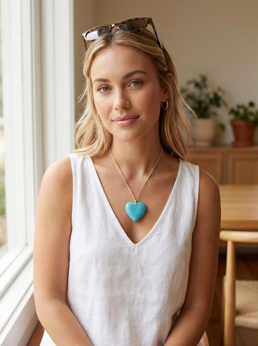 Soft Mint Heart Necklace