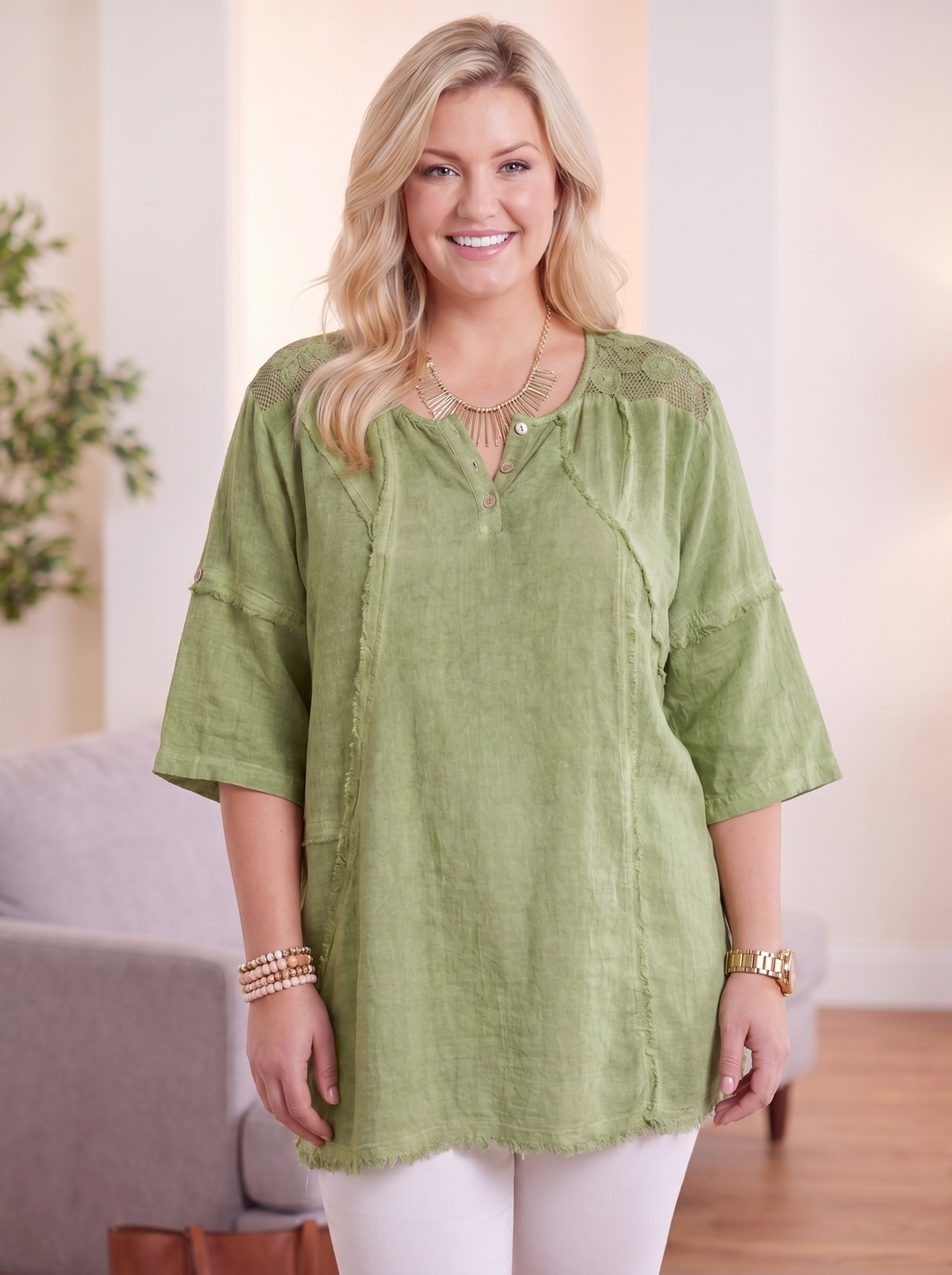“BELLA” Relaxed Fit Tunic green