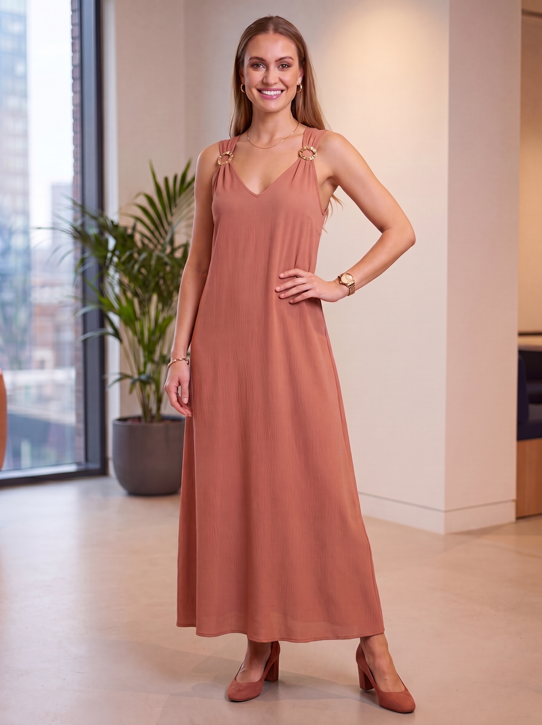 “CAMILLE” A-Line Maxi Dress rose