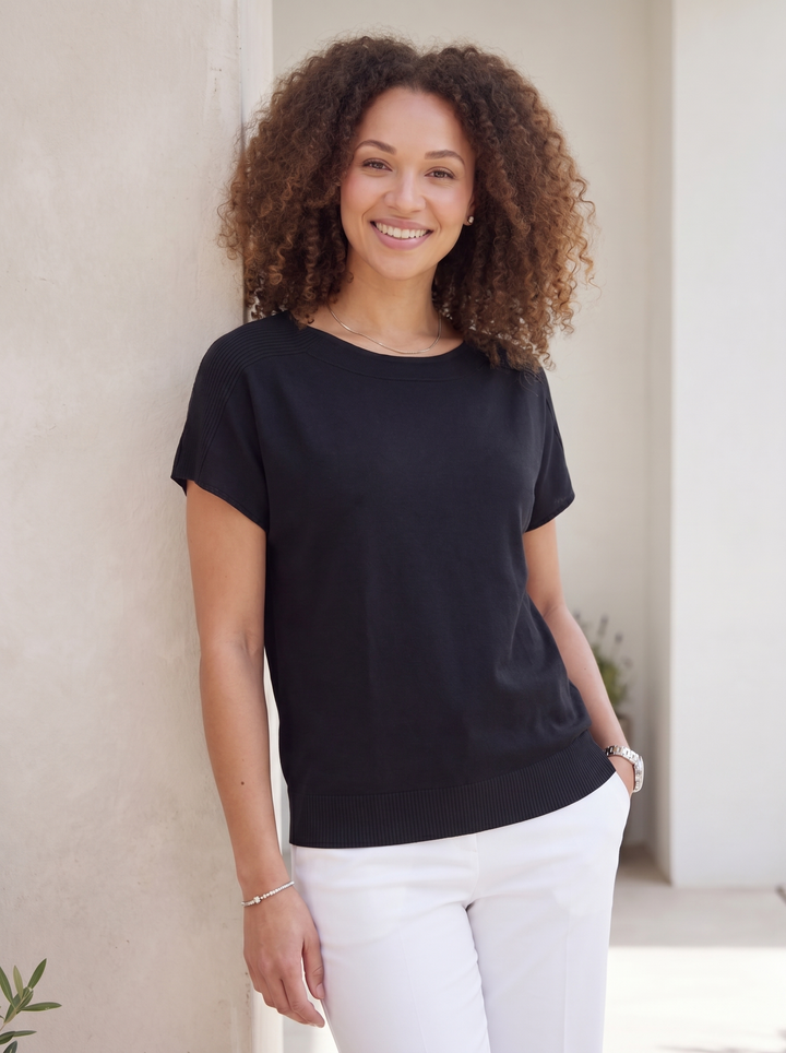 “ELLA” Fine Knit Top Black
