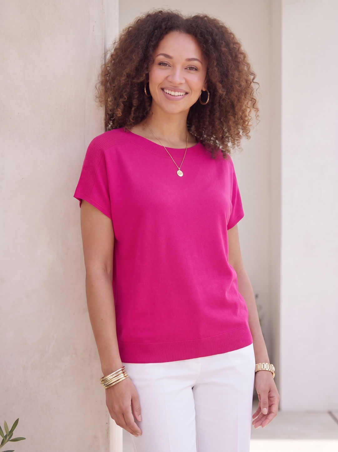 “ELLA” Fine Knit Top Pink