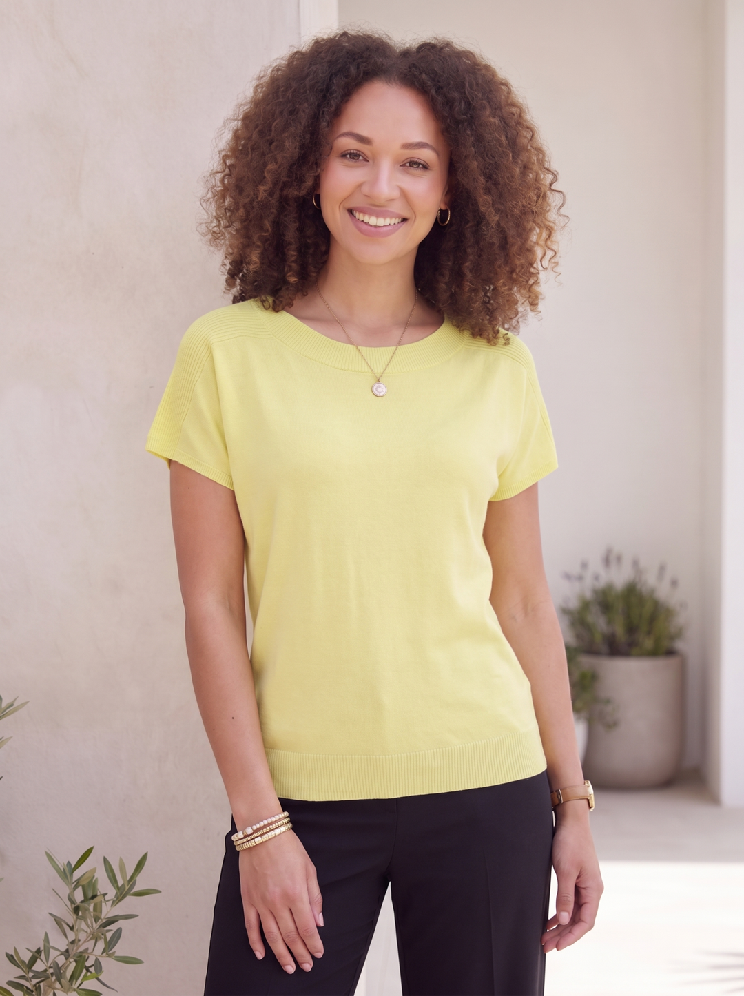 “ELLA” Fine Knit Top lemon