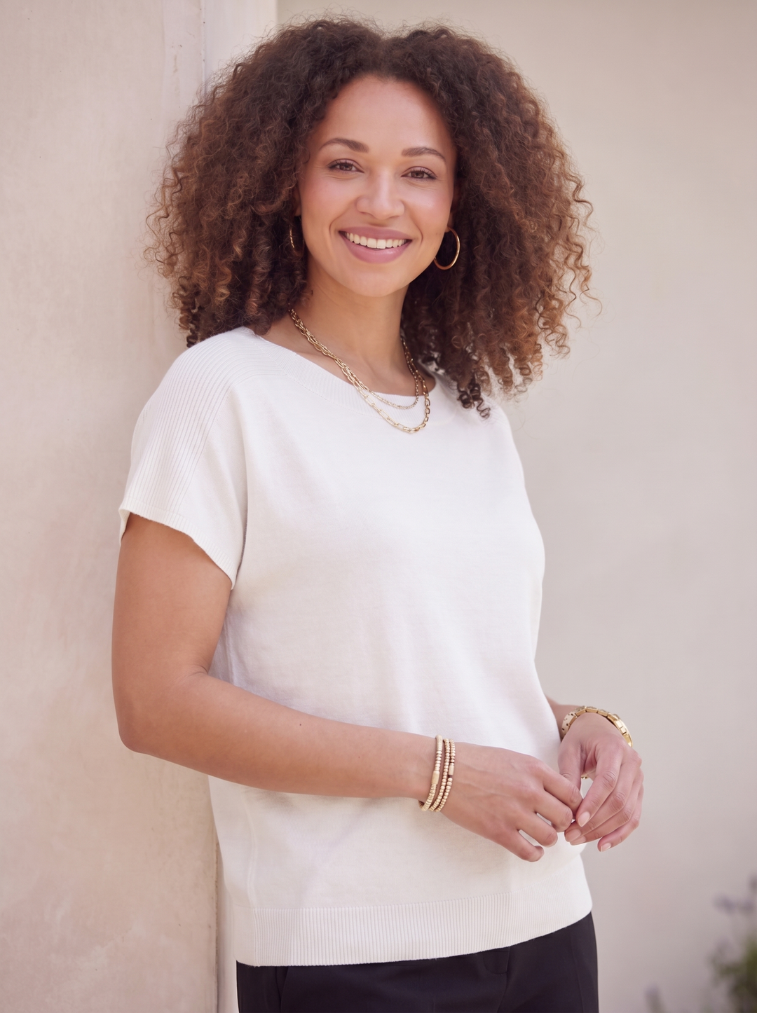 “ELLA” Fine Knit Top White