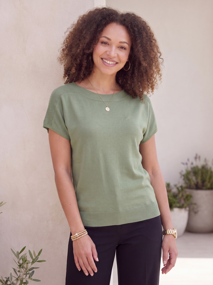 “ELLA” Fine Knit Top Green