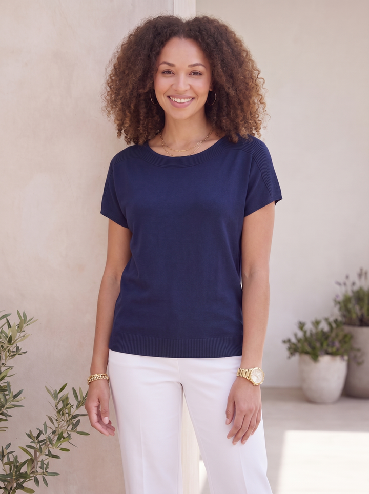 “ELLA” Fine Knit Top Navy
