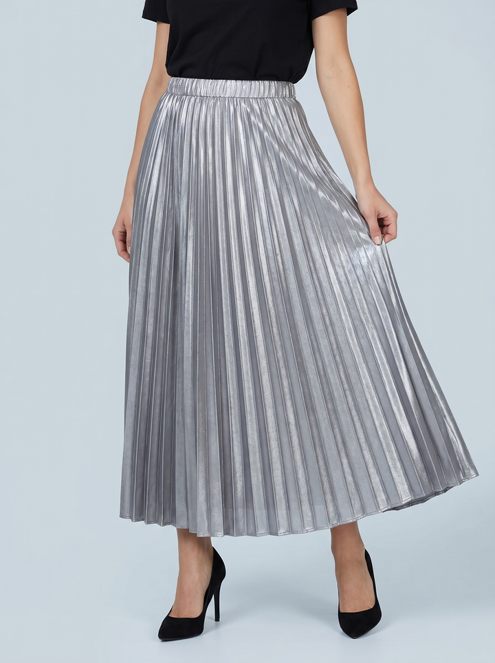“DAISY” Pleated Skirt silver