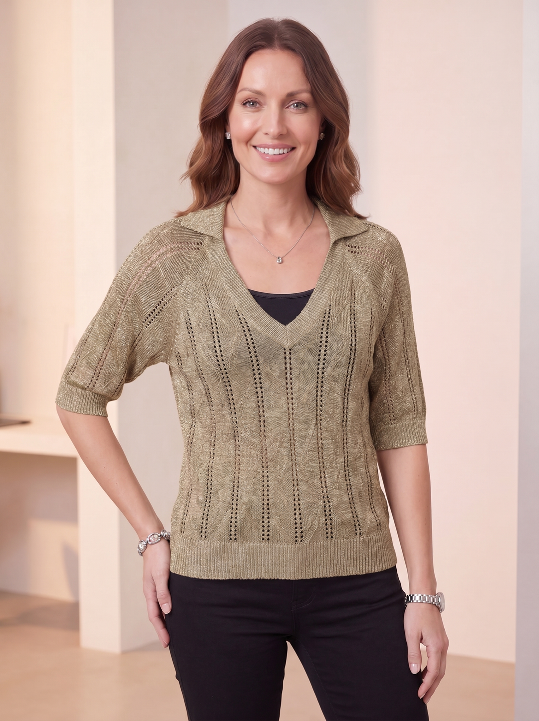 “ISABELLA” Fine Knit Top gold
