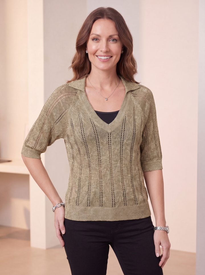 “ISABELLA” Fine Knit Top gold