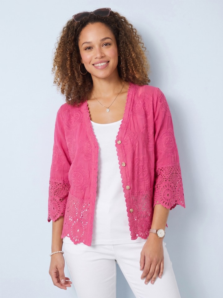 “GEMMA” Lace Top / Jacket cerise pink