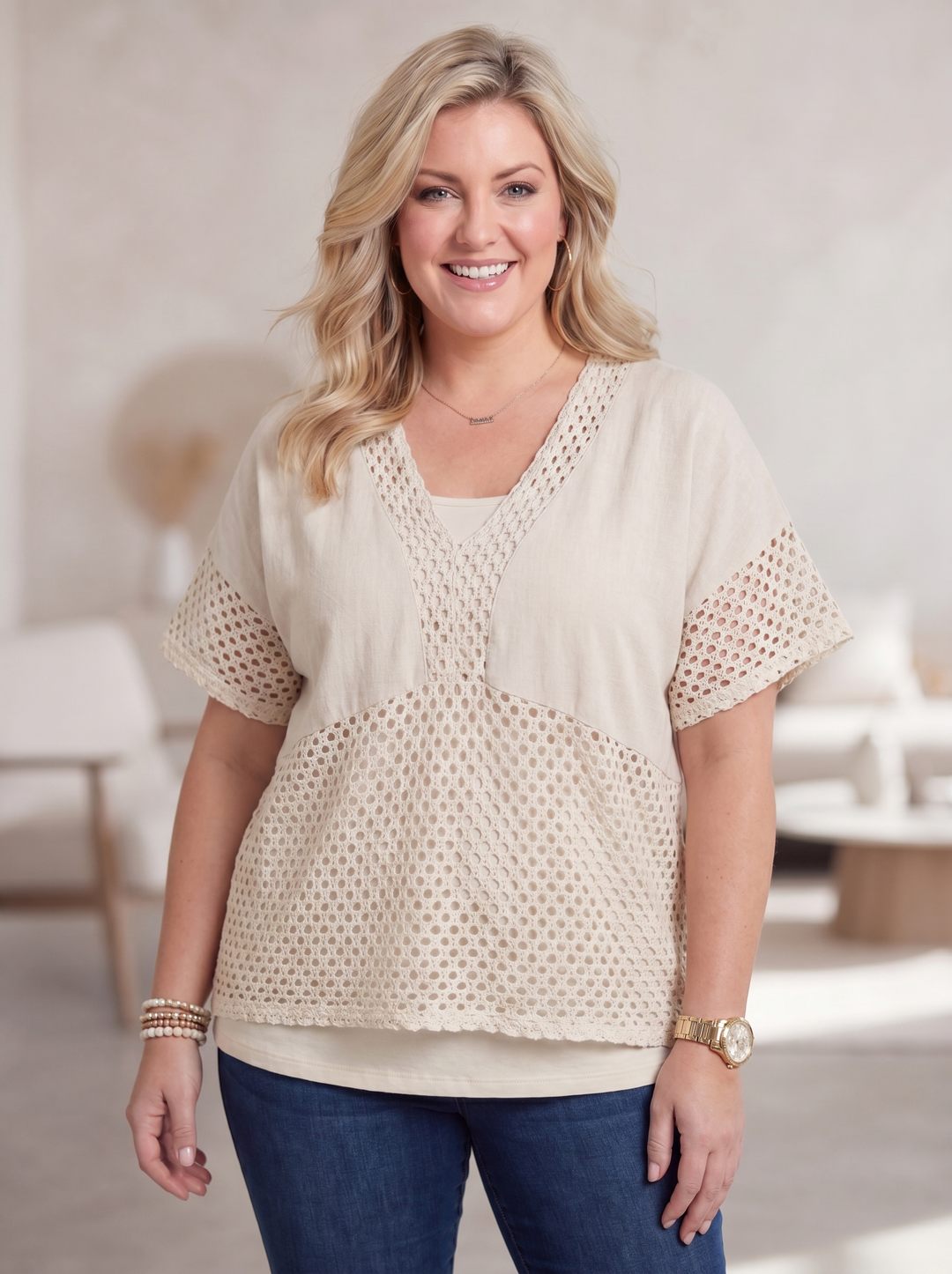 “MOLLY”  V-Neck Cotton Top 