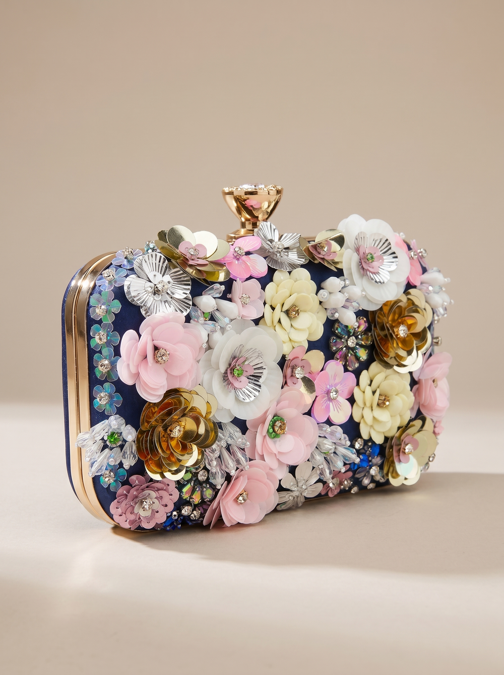 AMALFI DREAM Luxury Clutch / Evening Bag - navy flower