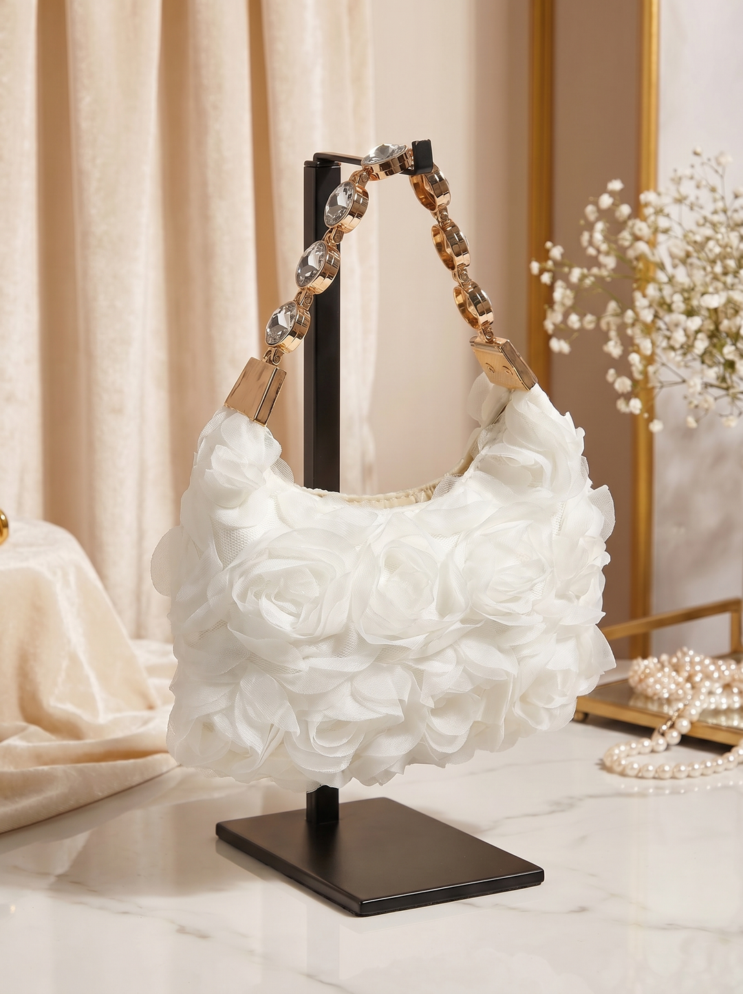 “CAPRI Collection” Floral Appliqué Evening Bag