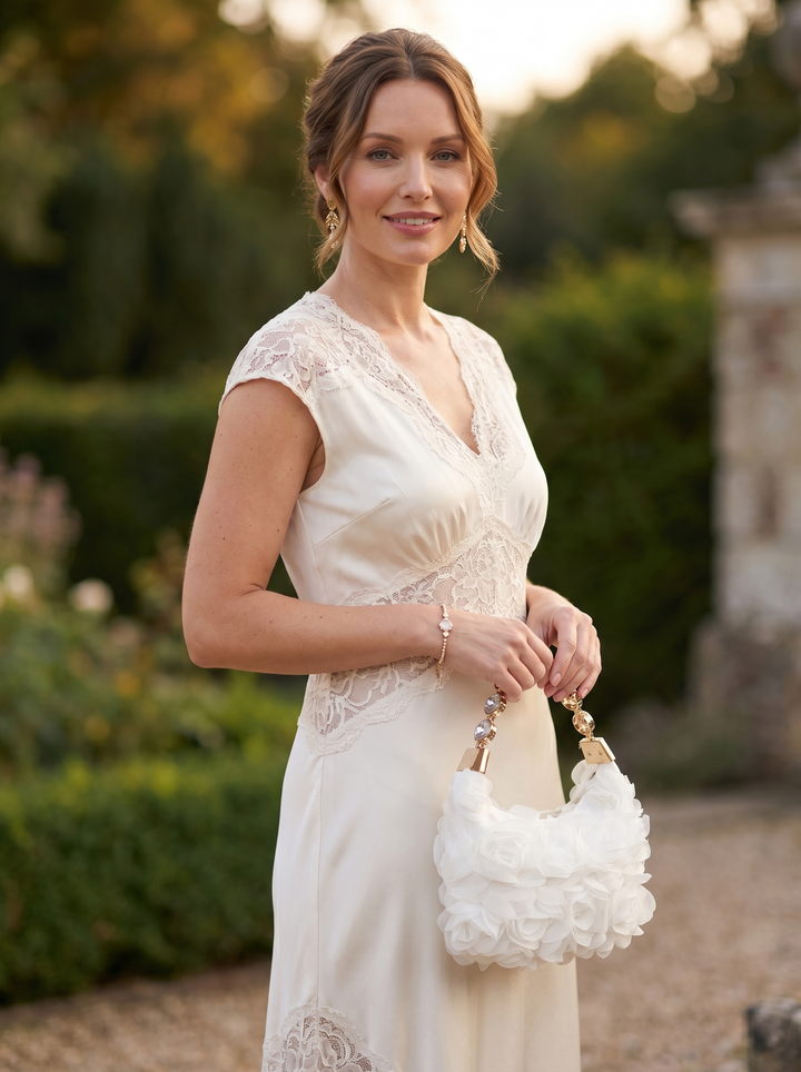 “CAPRI Collection” Floral Appliqué Evening Bag 
