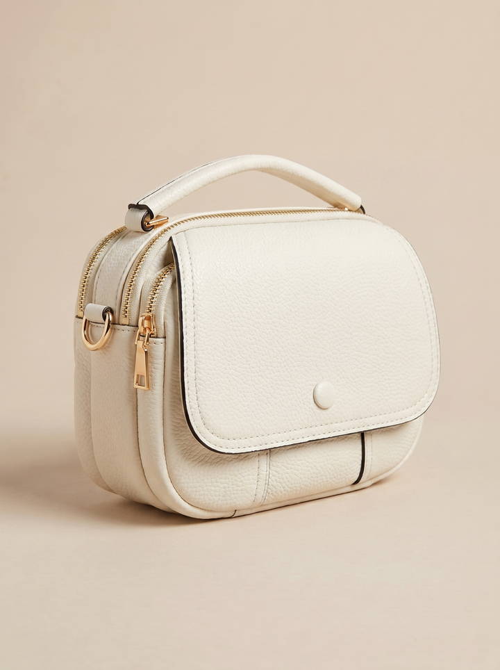 “OXFORD” Structured Top Handle Bag - cream