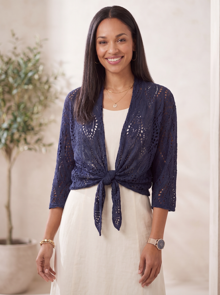 “RONNIE” Crochet Tie Front Bolero / Shrug