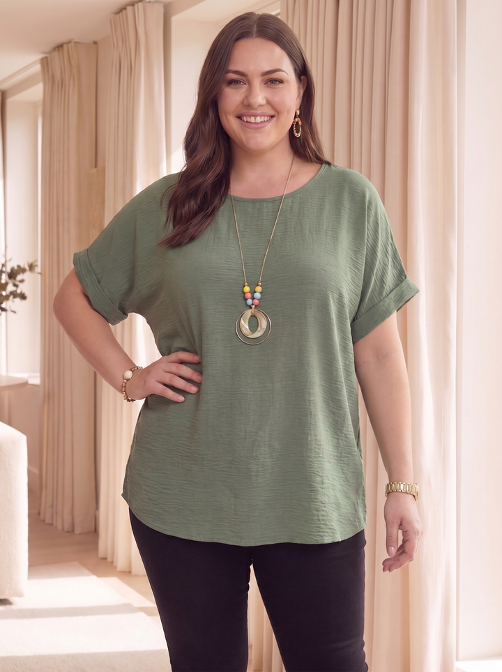 “ARIANA” Relaxed Fit Top/Blouse - khaki green