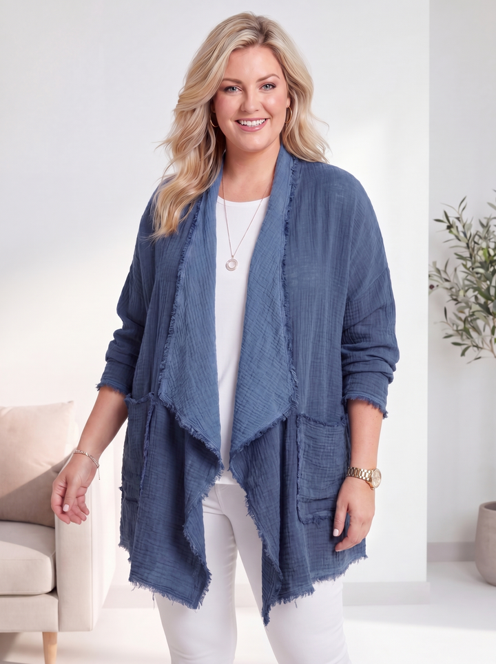 “MAYA” Cotton Waterfall Jacket - denim