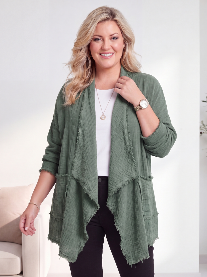 “MAYA” Cotton Waterfall Jacket - green