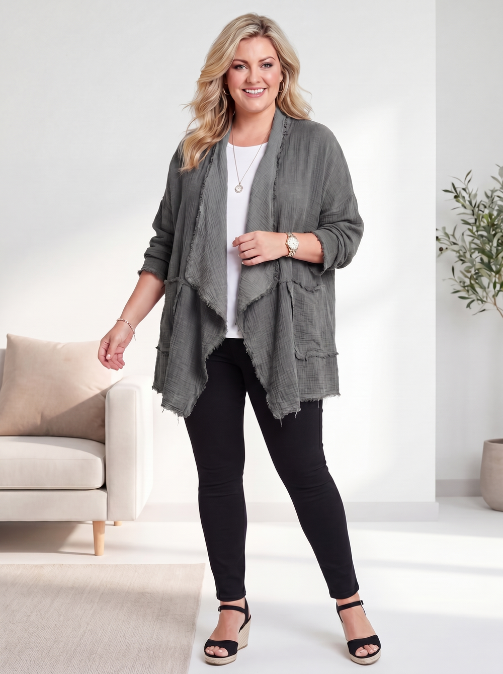 “MAYA” Cotton Waterfall Jacket