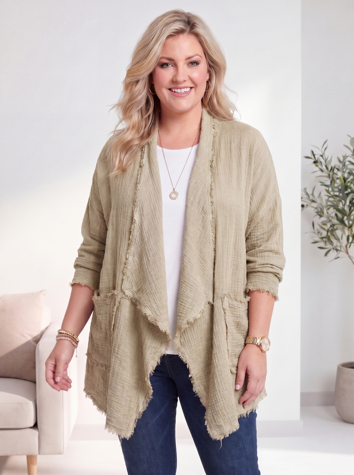 “MAYA” Cotton Waterfall Jacket - mocha