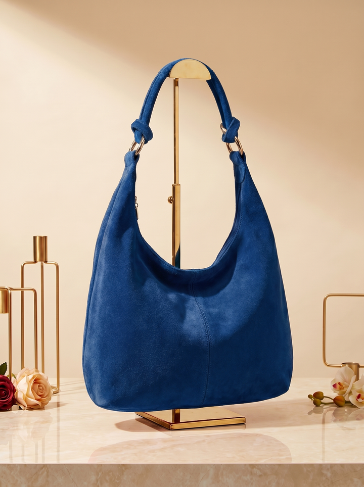“MONACO Collection” MADE IN ITALY Suede Leather Shoulder Handbag