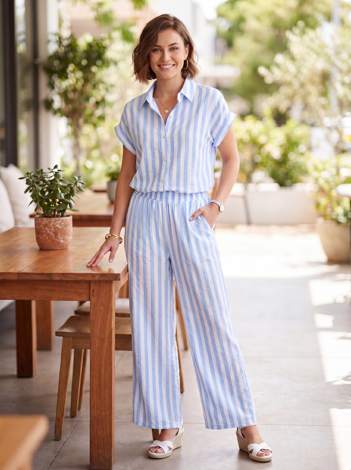 “BETHANY” Co-Ord Set - denim stripe