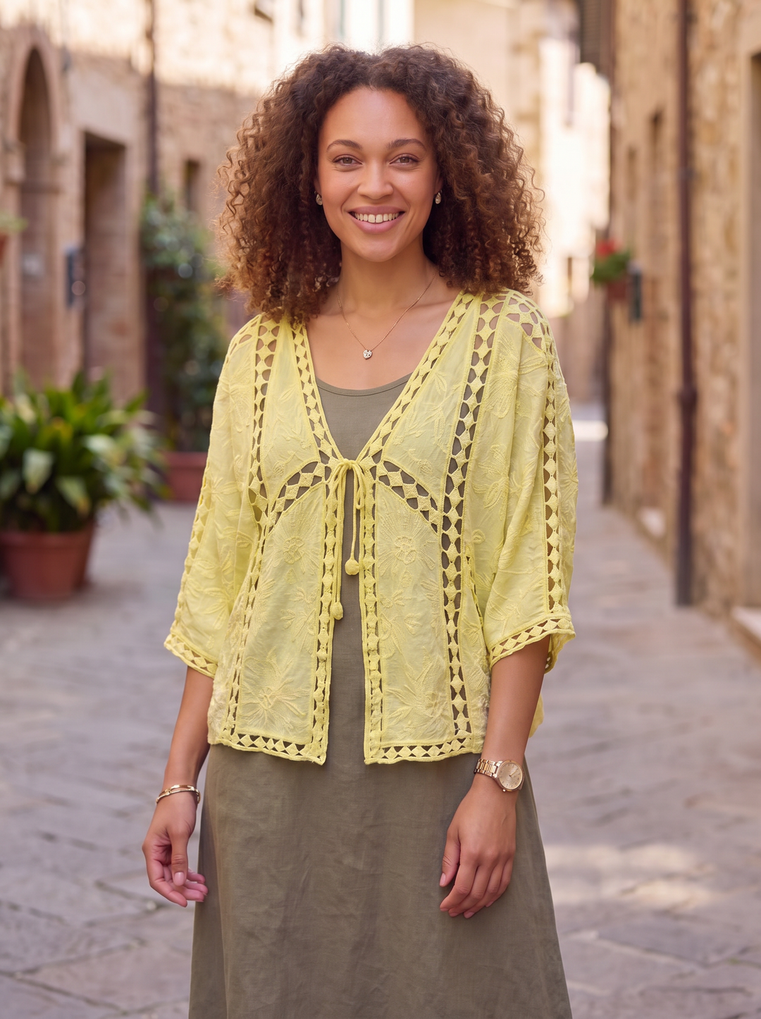 “FIONA” Lightweight Cardigan / Shrug yellow