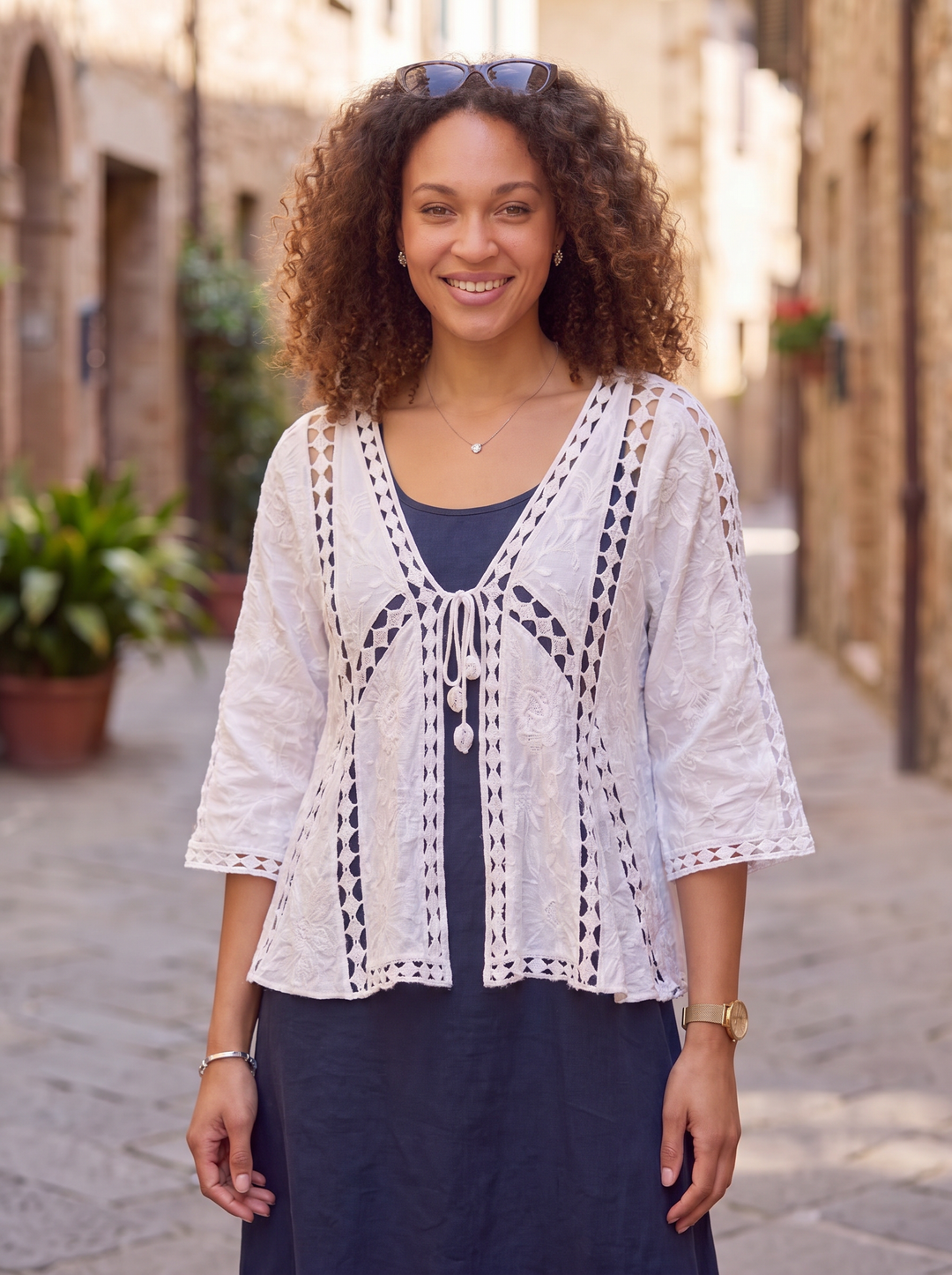 “FIONA” Lightweight Cardigan / Shrug - white