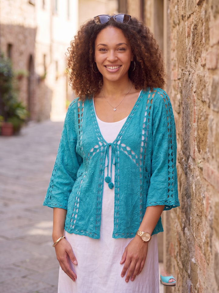 “FIONA” Lightweight Cardigan / Shrug turquoise
