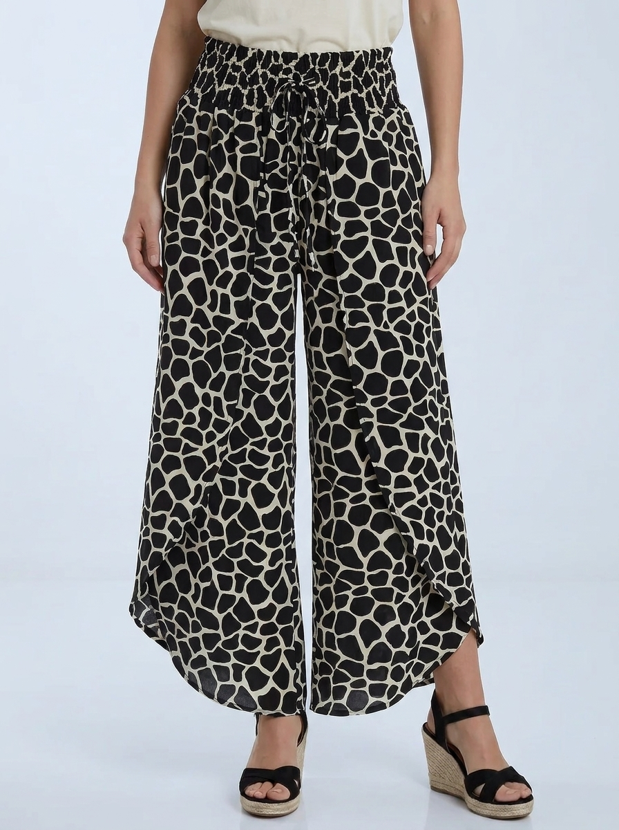 “MILAN” Polka Dot Wrap Over Trouser giraffe print
