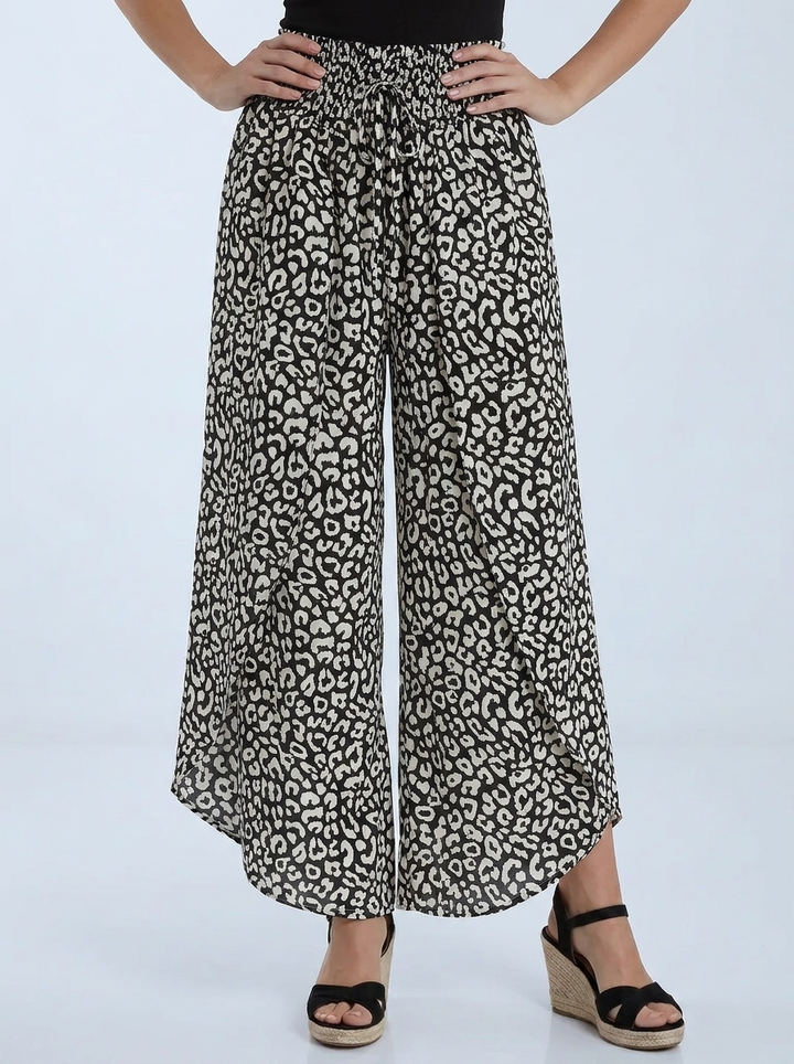 “MILAN” Polka Dot Wrap Over Trouser - leopard print