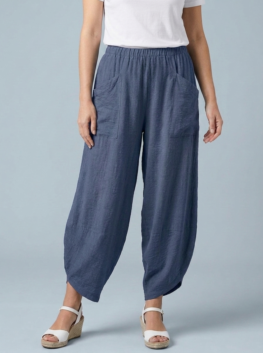 “LARA” Lagenlook Barrel Trouser - denim