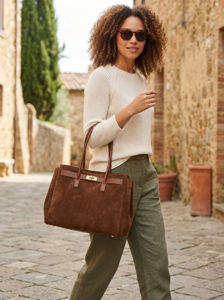 “BELLA MILANO” Suede Tote MADE IN ITALY 