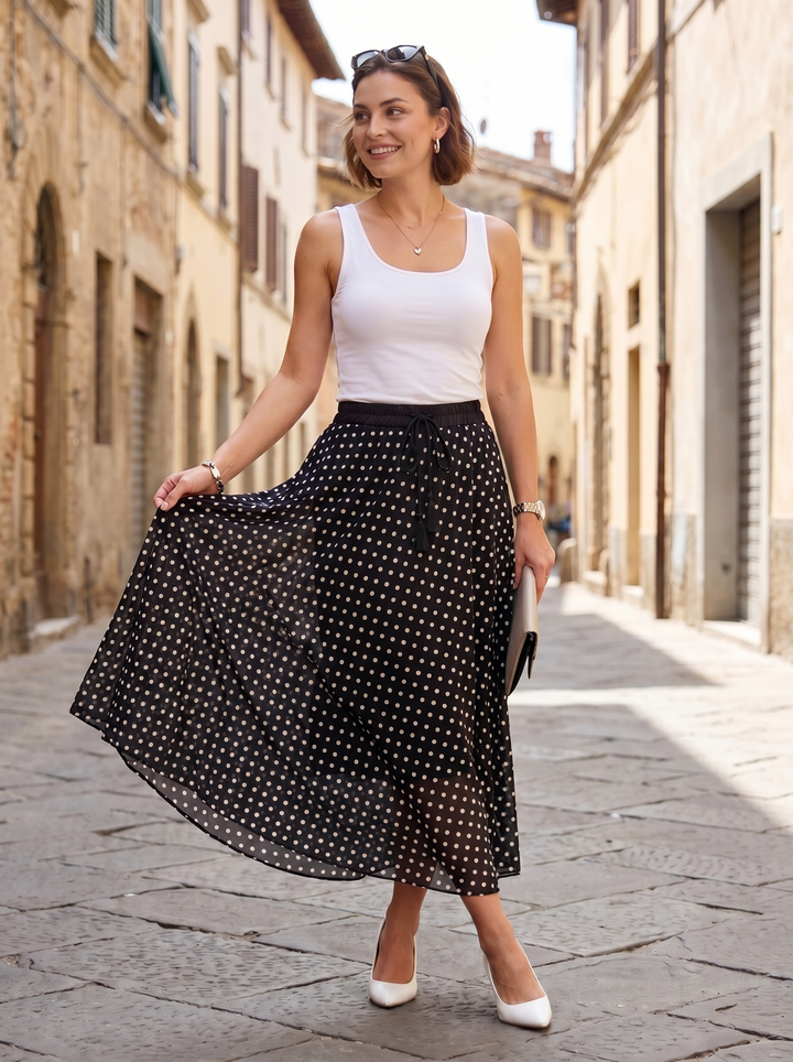 “ALEXA” Polka Dot Mesh Skirt - black