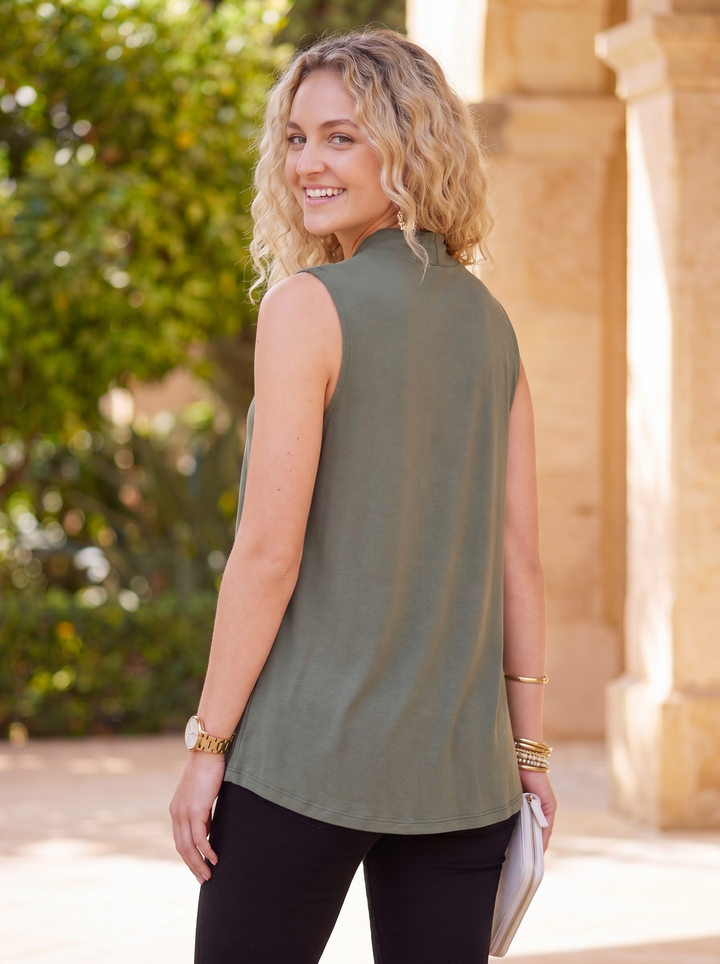 “KELLY” Pleat Front Sleeveless Top
