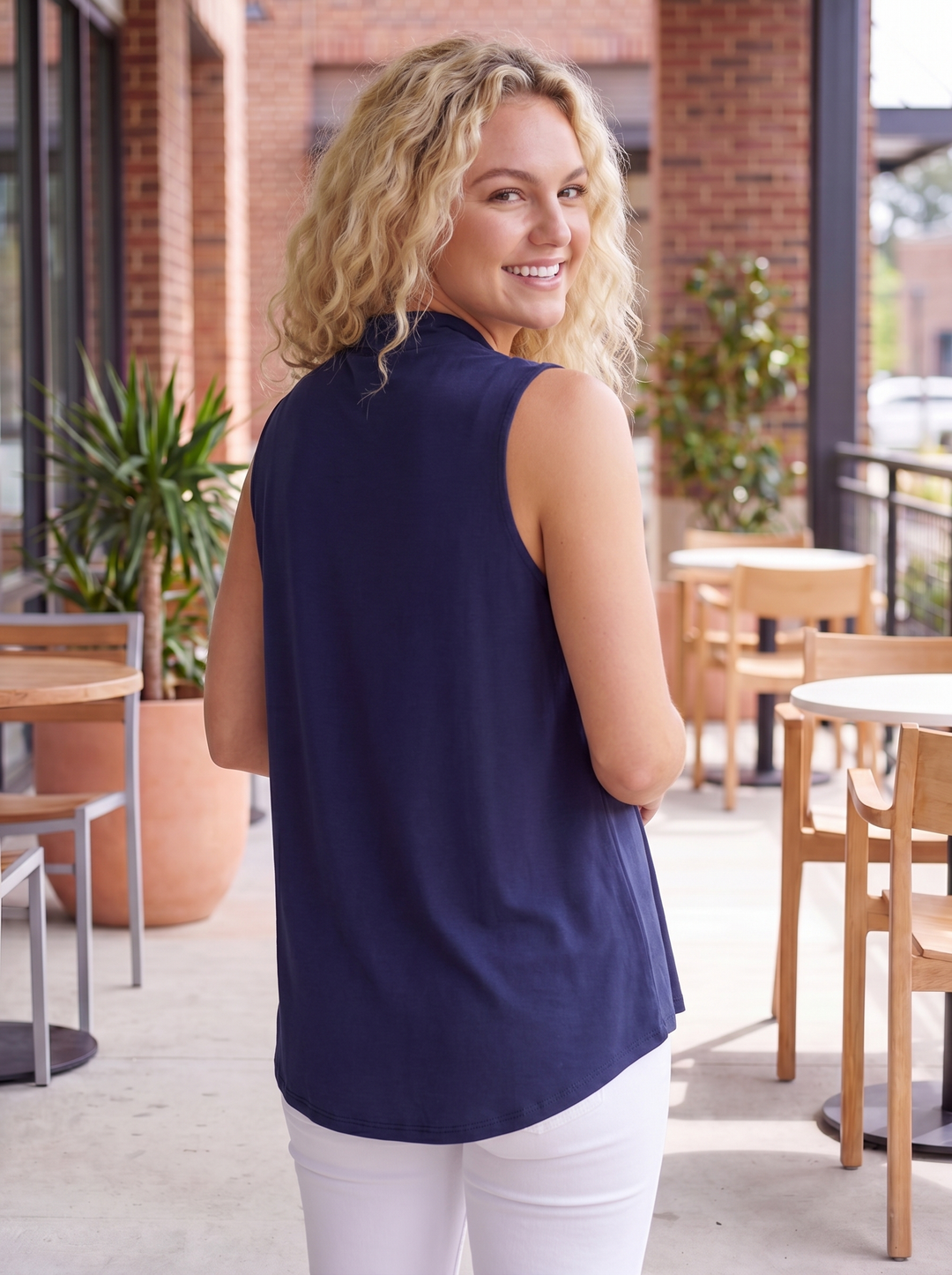 “KELLY” Pleat Front Sleeveless Top