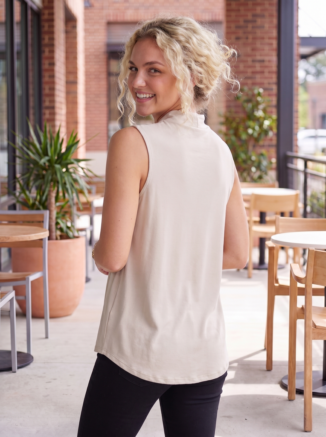 “KELLY” Pleat Front Sleeveless Top