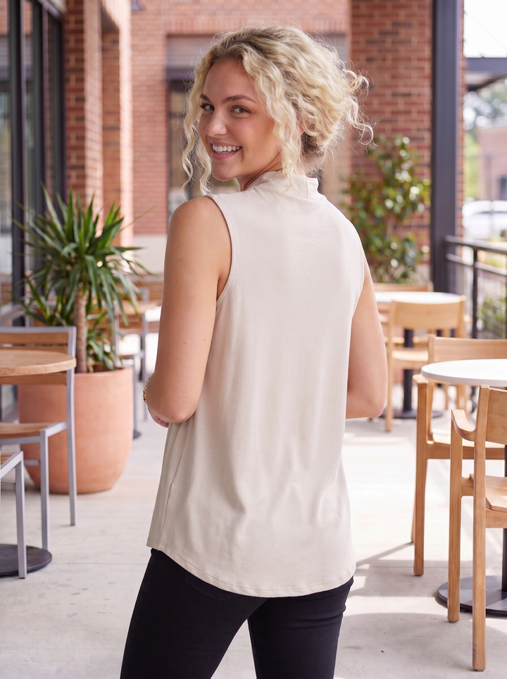 “KELLY” Pleat Front Sleeveless Top