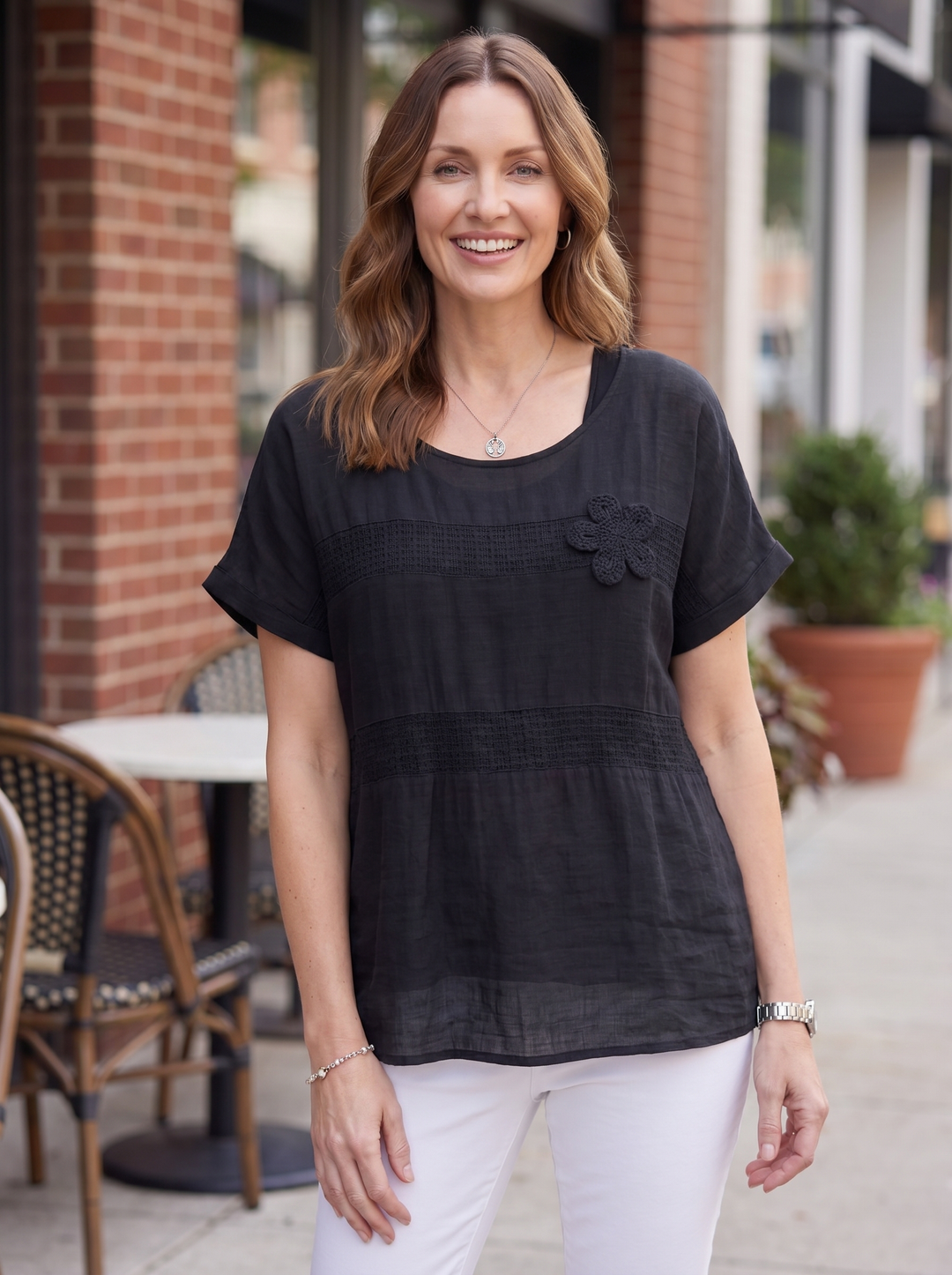 “KAREN” Relaxed Fit Casual Top - Black