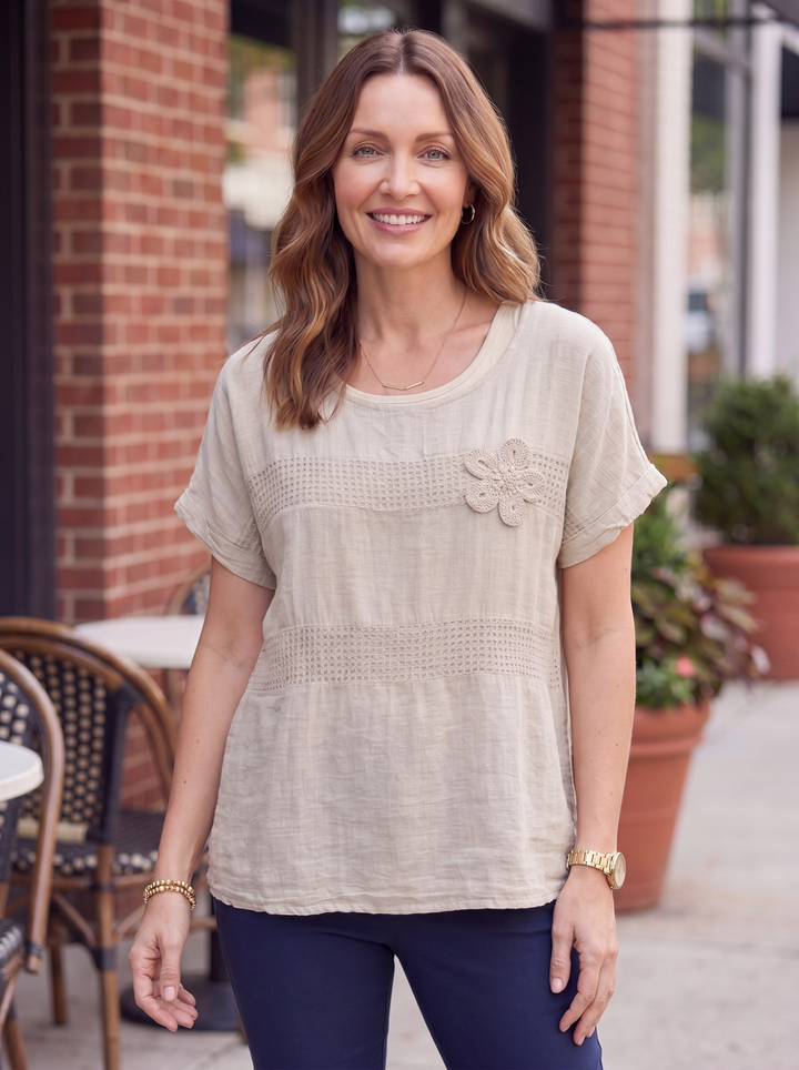 “KAREN” Relaxed Fit Casual Top beige