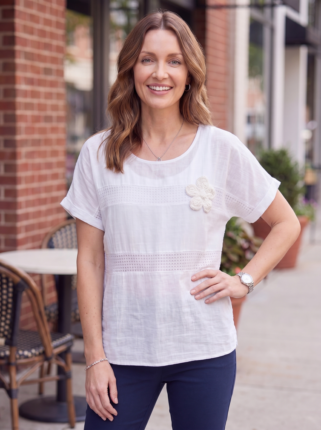 “KAREN” Relaxed Fit Casual Top white