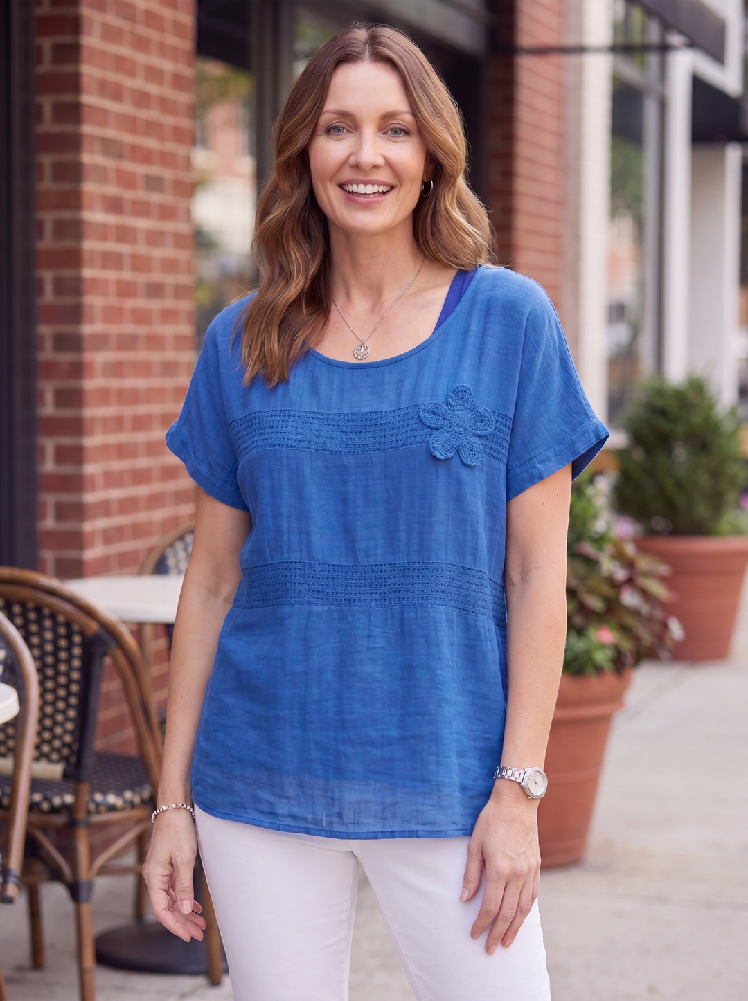 “KAREN” Relaxed Fit Casual Top royal blue