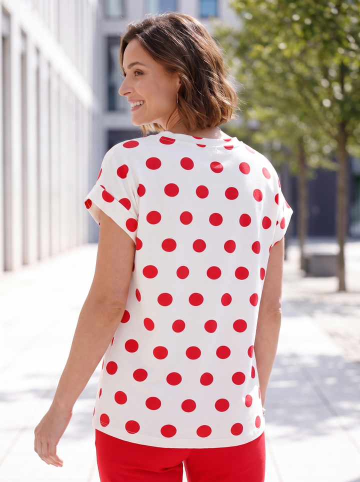 “SARAH” Polka Dot Cap Sleeve Top