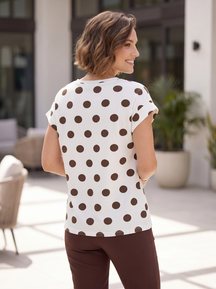 “SARAH” Polka Dot Cap Sleeve Top