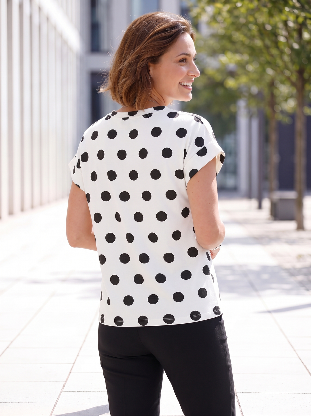 “SARAH” Polka Dot Cap Sleeve Top
