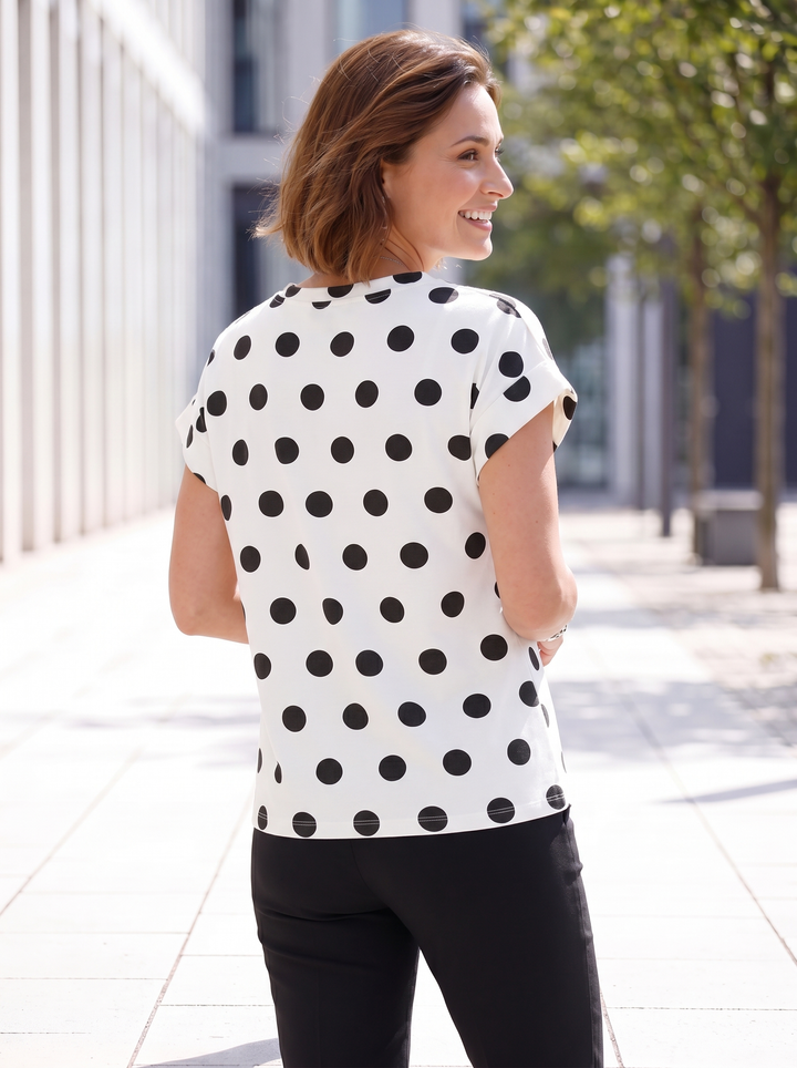 “SARAH” Polka Dot Cap Sleeve Top