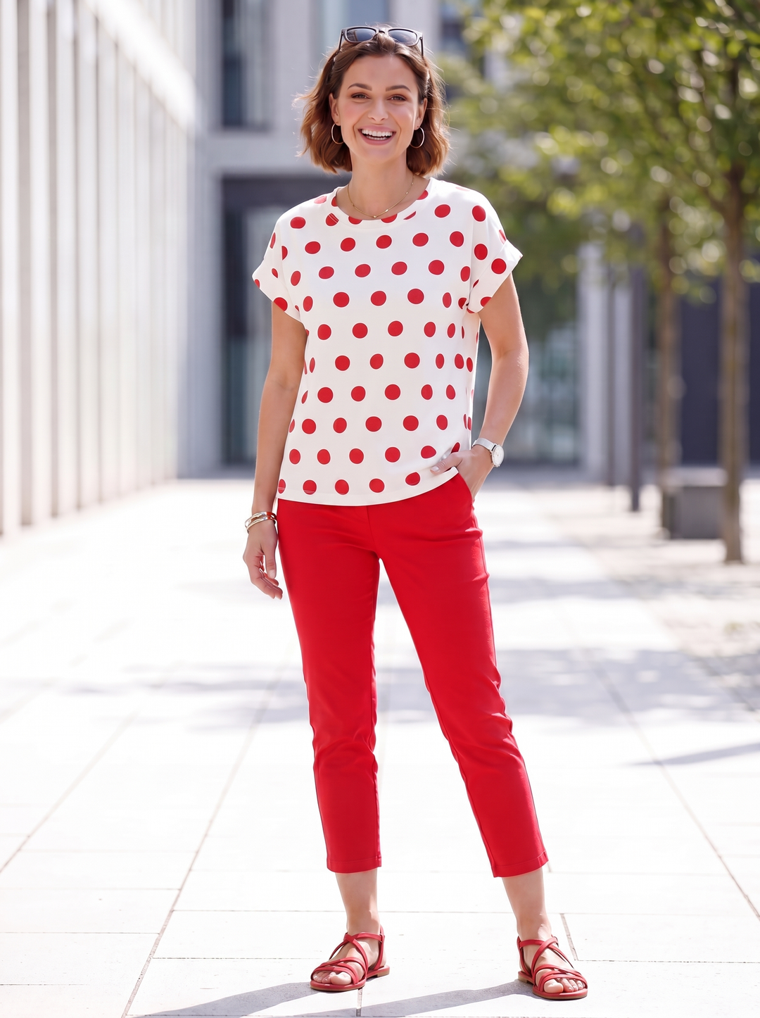 “SARAH” Polka Dot Cap Sleeve Top