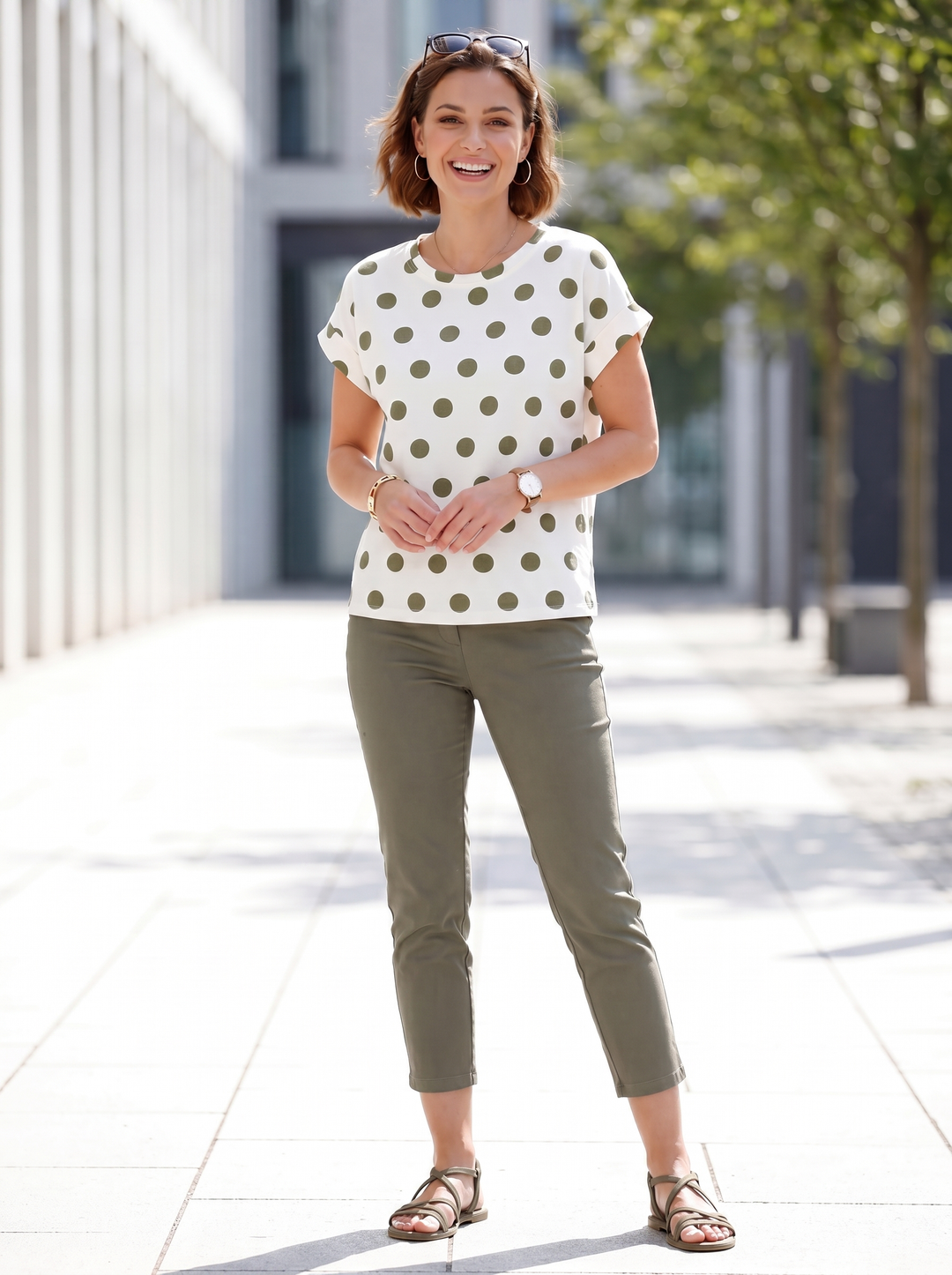 “SARAH” Polka Dot Cap Sleeve Top
