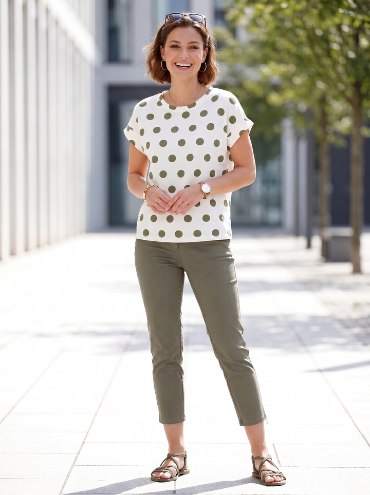 “SARAH” Polka Dot Cap Sleeve Top
