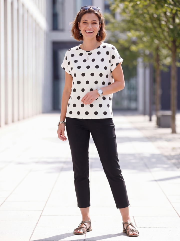 “SARAH” Polka Dot Cap Sleeve Top
